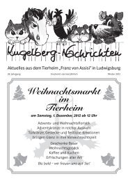 Weihnachtsmarkt im Tierheim - Tierschutzverein Ludwigsburg