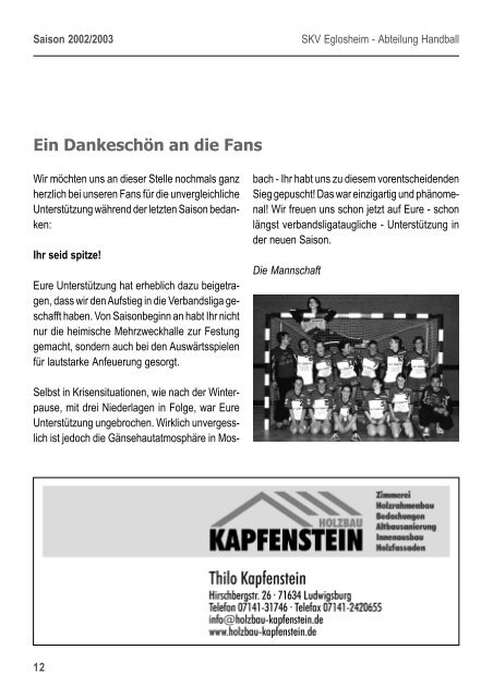 SKV Eglosheim - Abteilung Handball - bei der SG Ludwigsburg ...