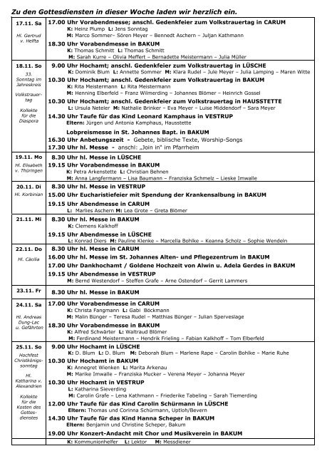 33 Sonntag im Jahreskreis - Kath. Kirchengemeinde St. Johannes ...