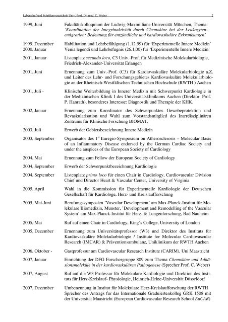 Curriculum vitae Univ.-Prof. Dr. med. Christian Weber - Institut für ...