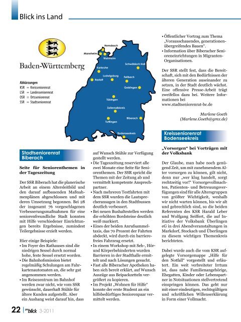 Ausgabe 03/2011 - Der Landesseniorenrat Baden-Württemberg eV