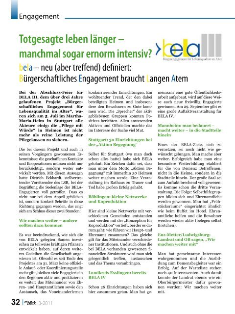 Ausgabe 03/2011 - Der Landesseniorenrat Baden-Württemberg eV