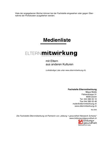 Medienliste - Fachstelle Elternmitwirkung