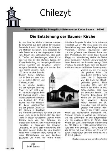 Die Entstehung der Baumer Kirche - Kirchgemeinde Bauma