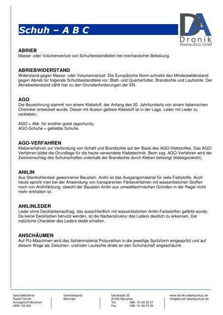 Schuh – A B C - Dronik Arbeitsschutz GmbH