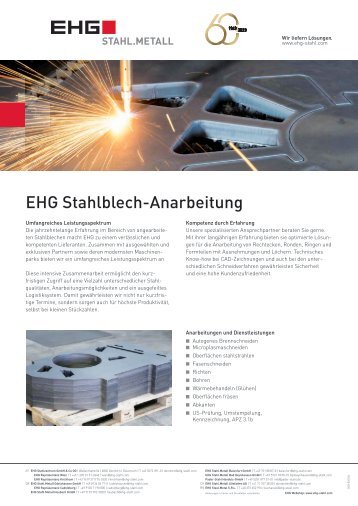 EHG Datenblatt zu Anarbeitung Stahlbleche