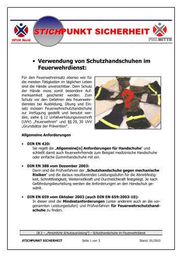 Schutzhandschuhe im Feuerwehrdienst - FUK-Mitte