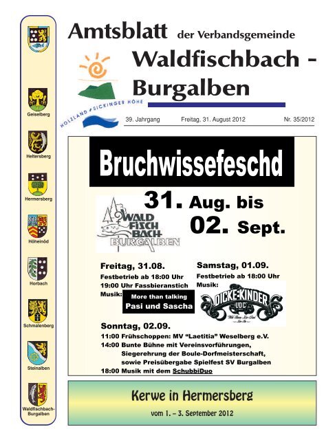 Amtsblatt der Verbandsgemeinde Waldfischbach ... - Begrüßung