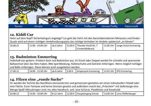 Ferienprogramm Emmering 2012