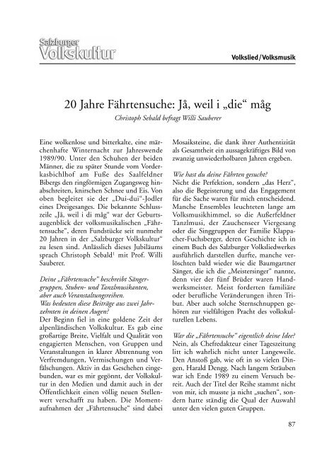20 Jahre Fährtensuche: Jå, weil i „die“ måg - Salzburger Volkskultur