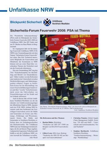 Sicherheits-Forum Feuerwehr 2008: PSA ist ... - Unfallkasse NRW