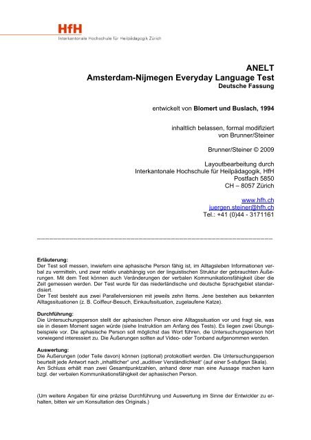 Anelt Amsterdam Nijmegen Everyday Language Test Hfh