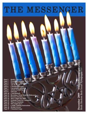 December 2009 Messenger - Brith Sholom Beth Israel Synagogue
