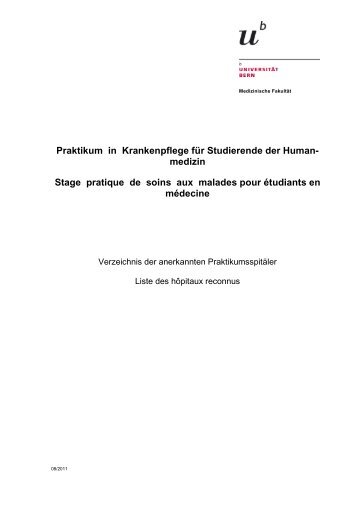 Praktikum in Krankenpflege für Studierende der Human- medizin ...