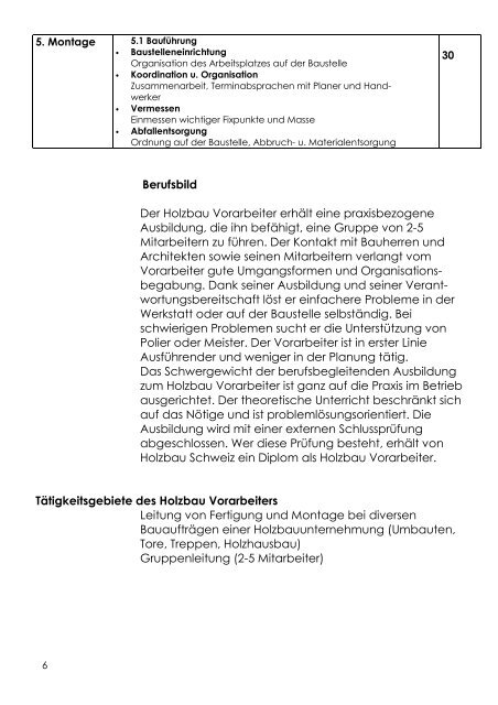 Holzbau Vorarbeiterin Holzbau Vorarbeiter - Weiterbildungszentrum ...