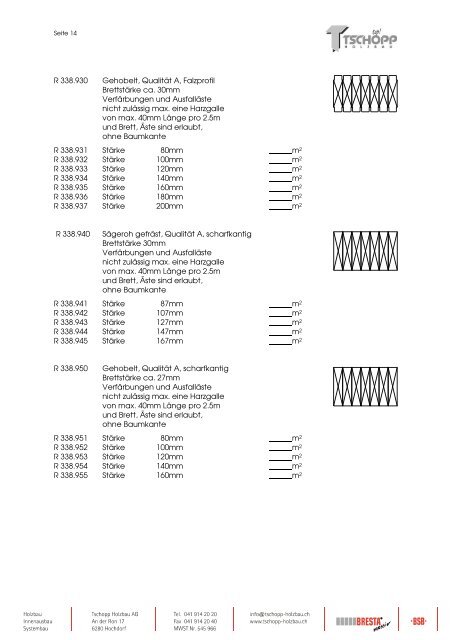 BRESTA- Bemessungstabelle - Tschopp Holzbau AG