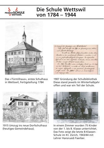 Die Schule Wettswil von 1784 – 1944 - Primarschule wettswil