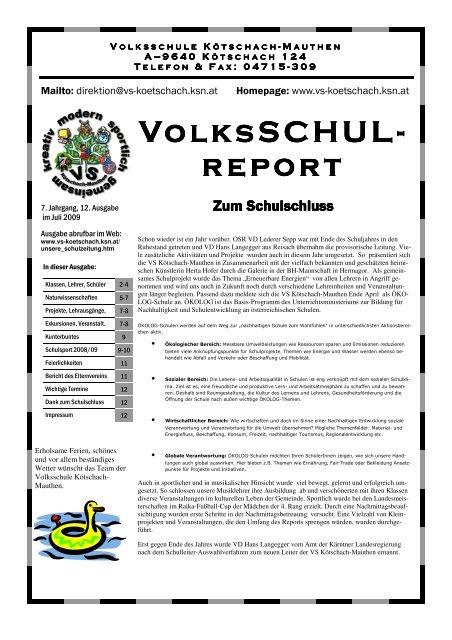 VolksSCHUL- report - Volksschule Kötschach-Mauthen