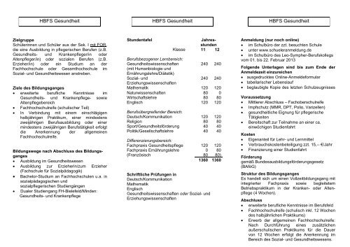 Das Berufskolleg Höhere Berufsfachschule - Leo-Sympher ...