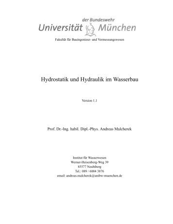 Skript 1 - Hydrostatik und Hydraulik im Wasserbau