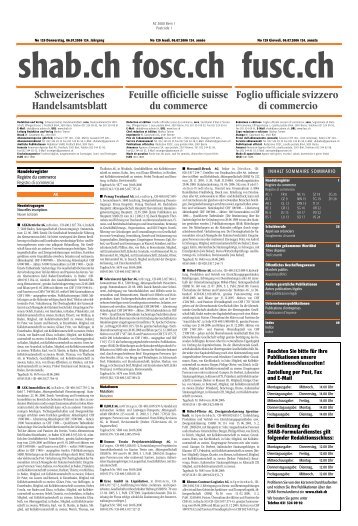 Schweizerisches Handelsamtsblatt Feuille officielle suisse du - zefix