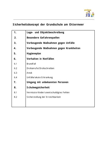Sicherheitskonzept Der Grundschule Am Ottermeer