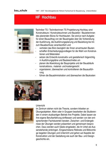 HF/TS - bei der Schweizerischen Bauschule Aarau SBA