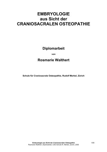 EMBRYOLOGIE aus Sicht der CRANIOSACRALEN OSTEOPATHIE