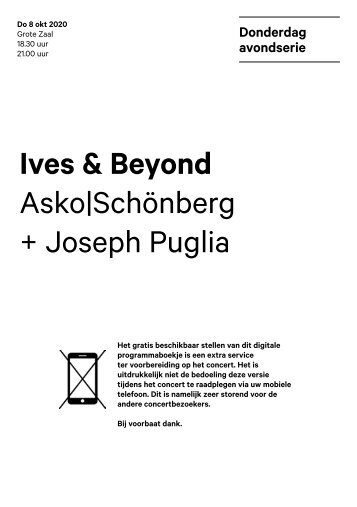 2020 10 08 Ives & Beyond - Asko|Schönberg + Joseph Puglia