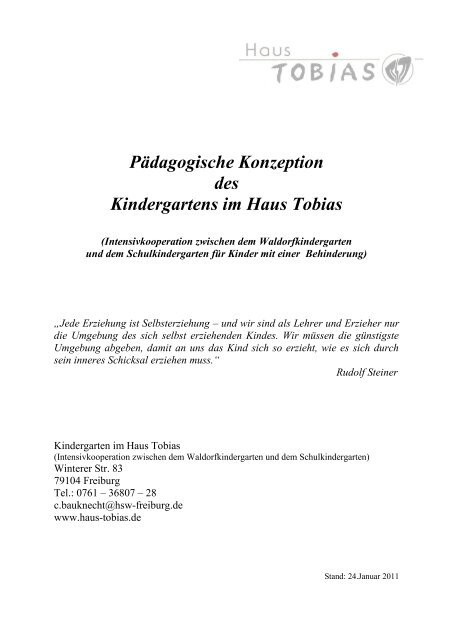 Padagogische Konzeption Des Kindergartens Im Haus Tobias