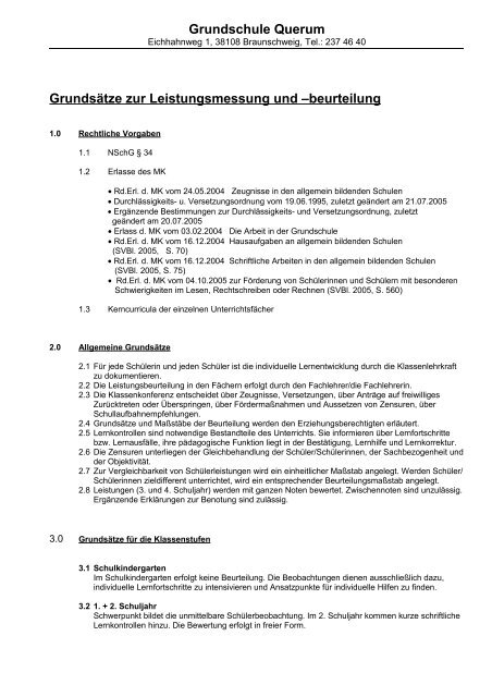 Grundsätze zur Leistungsmessung und –beurteilung - Grundschule ...