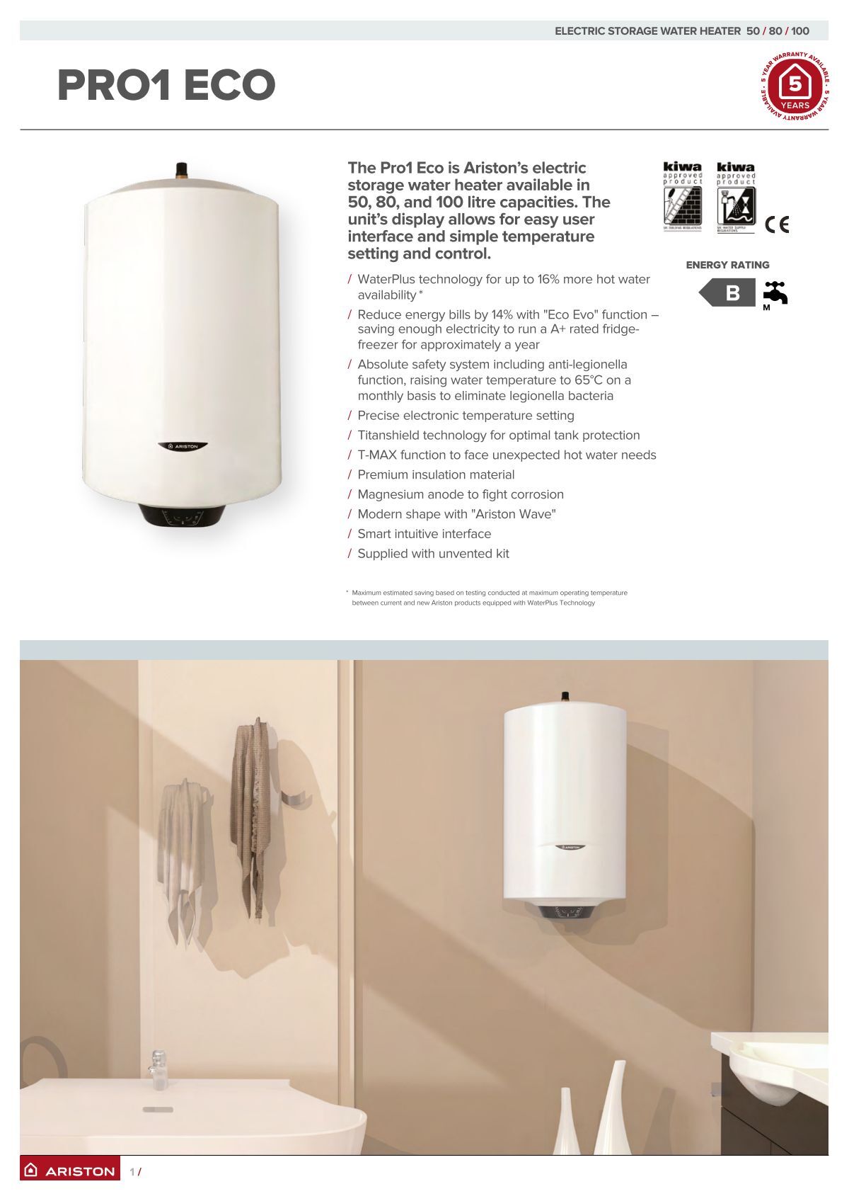 Ariston Thermo - Pro1 Eco product datasheet