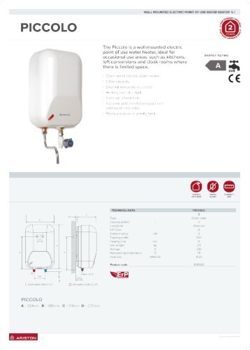 Ariston Thermo - Piccolo product datasheet