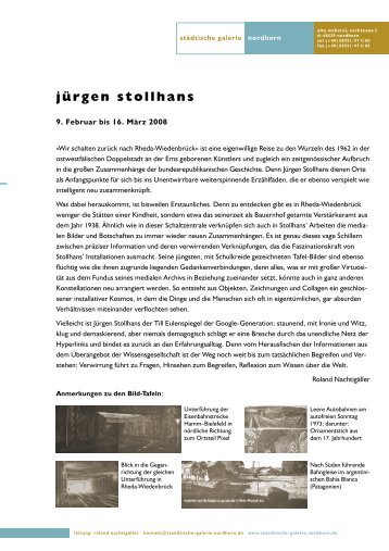 jürgen stollhans - Städtische Galerie Nordhorn