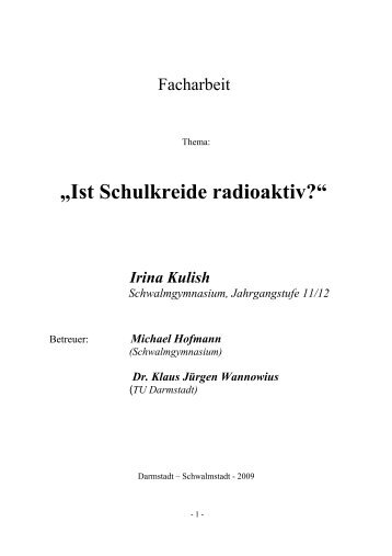 „Ist Schulkreide radioaktiv?“