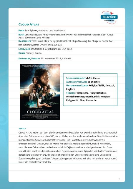 FilmTipp Cloud Atlas - Vision Kino