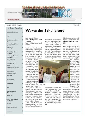 Worte des Schulleiters - Johannes-Kepler-Gymnasium