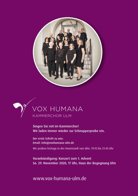 Programmheft 30 Jahre Vox Humana Kammerchor Ulm