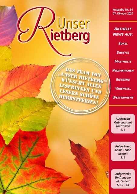 Unser Rietberg Ausgabe 14 vom 7. Oktober 2020