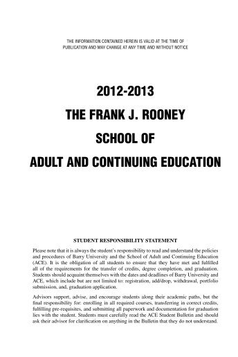 2012-2013 the frank j. rooney school of adult and ... - Barry University