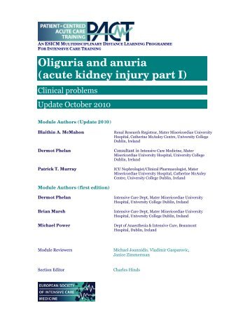 Oliguria and anuria (acute kidney injury part I) - PACT - ESICM