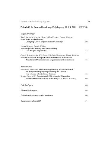 Zeitschrift für Personalforschung, 25. Jahrgang, Heft 4, 2011 ZfP 25(4)