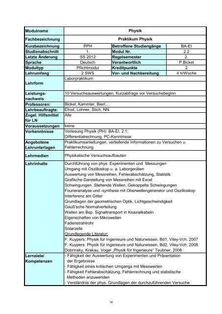 Informatik 2 - Hochschule Regensburg