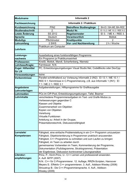 Informatik 2 - Hochschule Regensburg