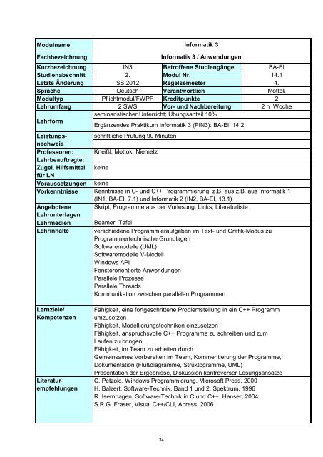 Informatik 2 - Hochschule Regensburg