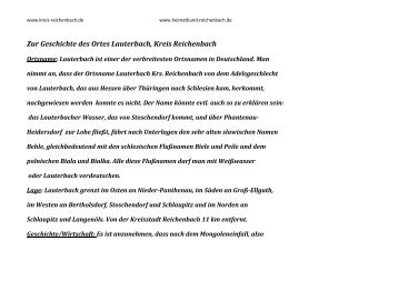 Zur Geschichte des Ortes Lauterbach, Kreis ... - Langenbielau