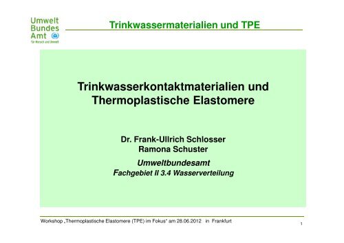Trinkwassermaterialien und TPE - PlasticsEurope