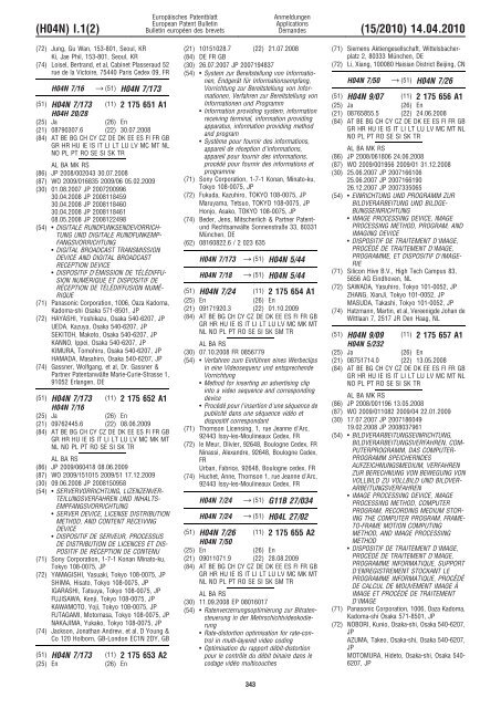 Bulletin 2010/15 - European Patent Office