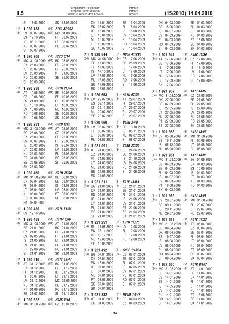 Bulletin 2010/15 - European Patent Office