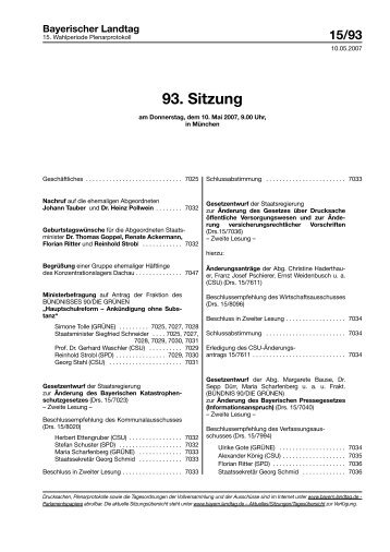 93. Sitzung - Bayerischer Landtag